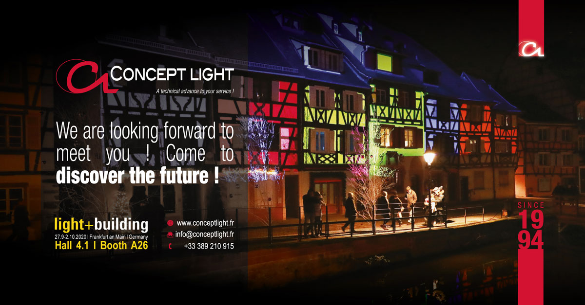 Concept Light sera présent au "Light+Building" du 27 Septembre au 2 Octobre 2020 à Francfort