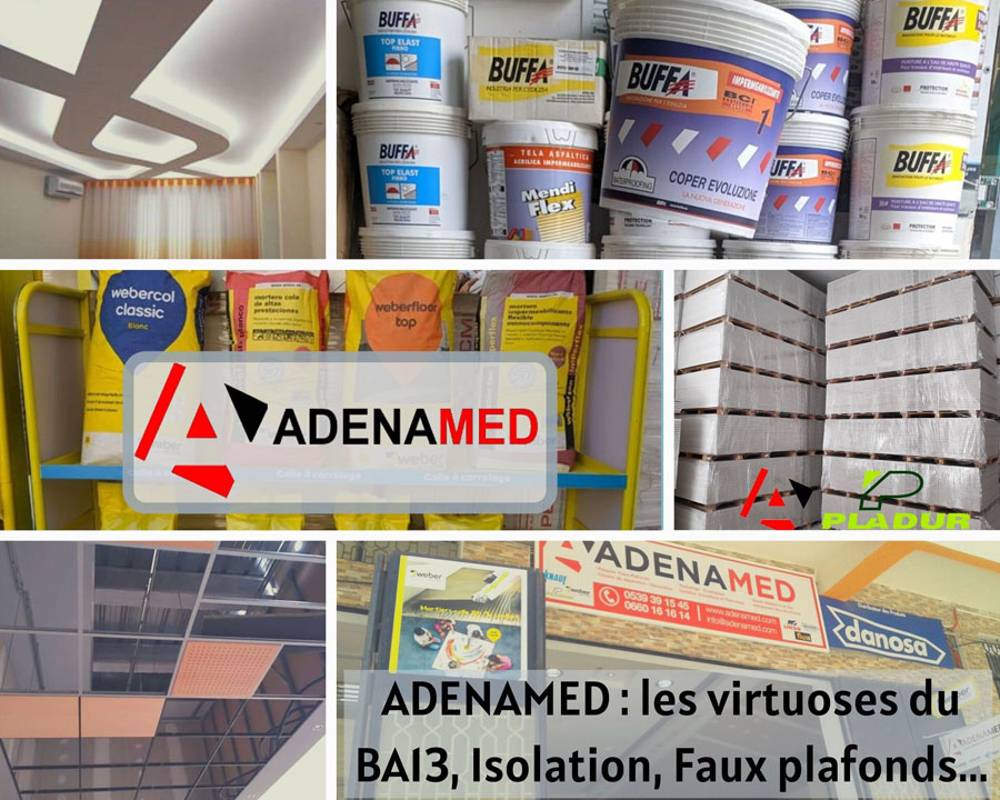 ADENAMED : le fournisseur des grandes marques de BA13, mortiers, isolations et étanchéité.