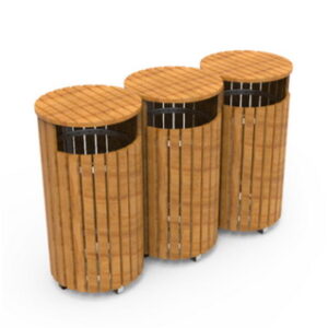 Corbeilles en bois tri sélectif ronde